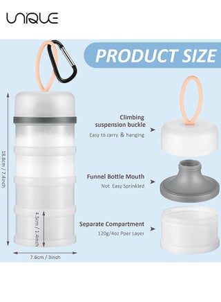 1 Pcs Protein Powder Container with Funnels Stand, 4 Stackable Leakproof Protein Powder Dispenser, Portable Keychain Powder Container for Workout, Fitness, Travel(White) - view 2